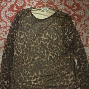 Eloquii Animal Print Mesh Top